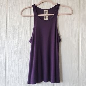 Free People Ribbed Knit Muscle Tee Tank Top Large Armholes  Purple Small